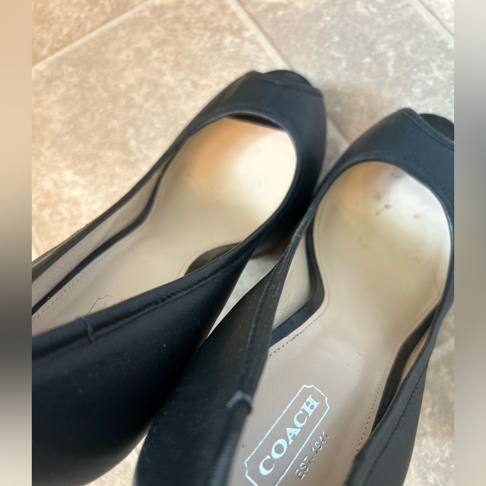 Coach Black Peep-Toe Leather Heels - Picture 7 of 9